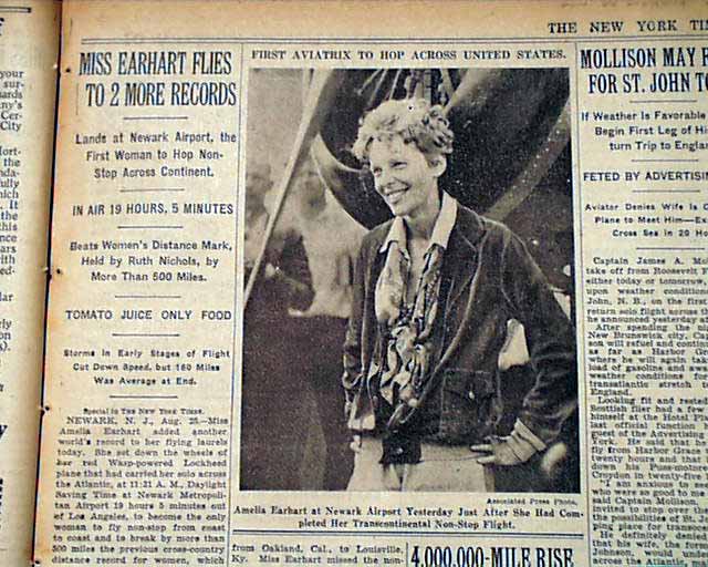 Amelia Earhart sets two flight records (1932)...