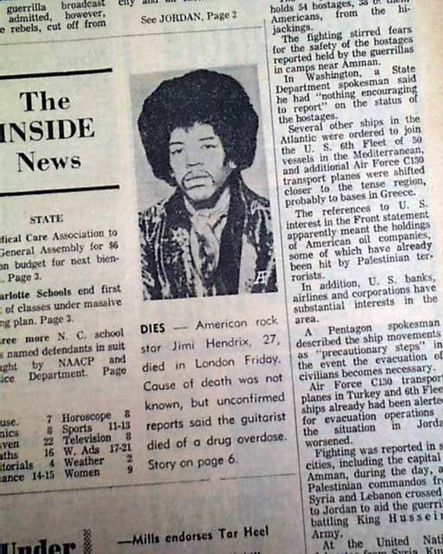 Jimi Hendrix dies of overdose in 1970 – New York Daily News