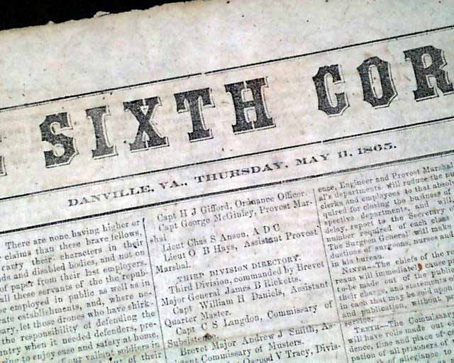 Rare camp newspaper from the Civil War ...