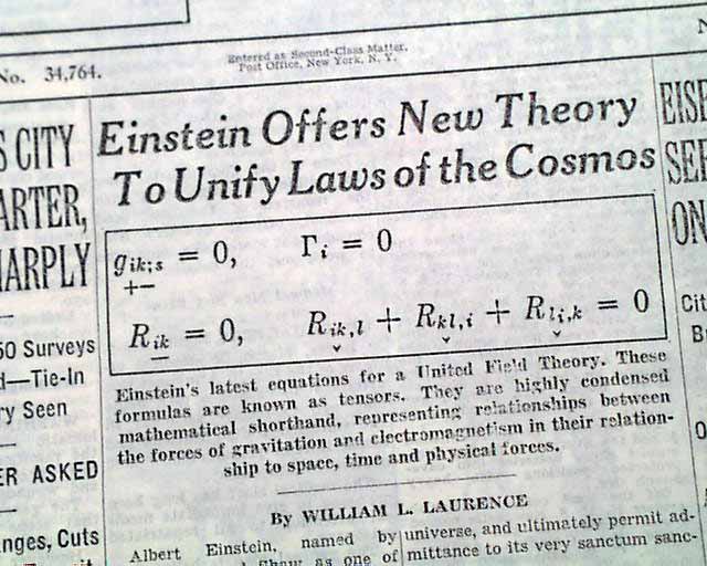 Albert Eiensteins Unified Field Theory Equation In 1953 5788