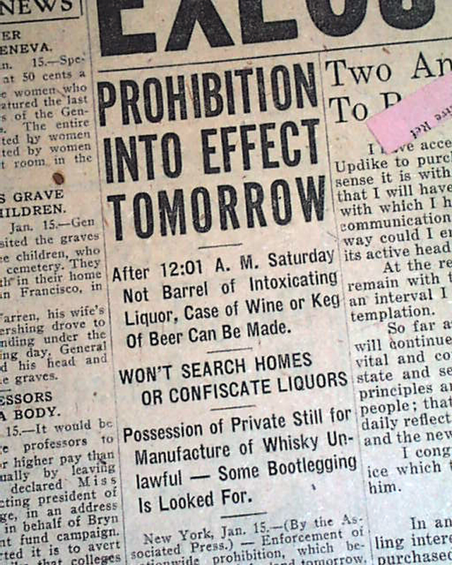 prohibition newspaper articles