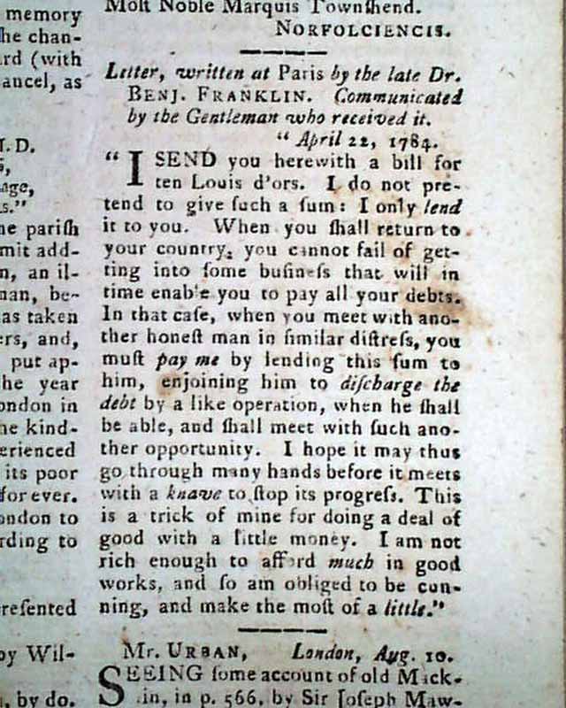 Benjamin Franklin leter... includes prints... - From the 18th century...