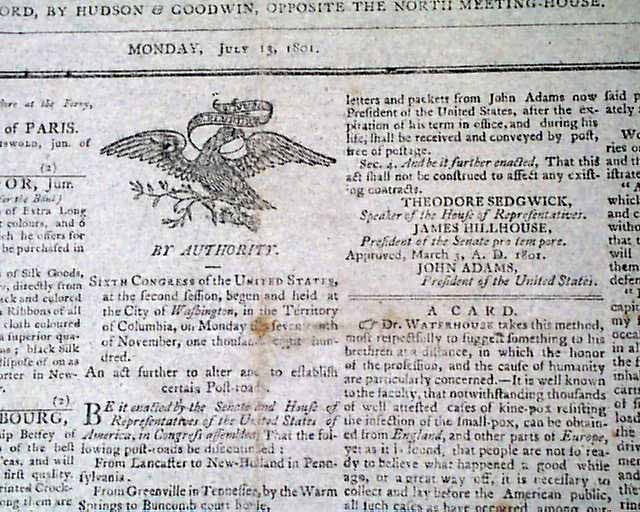 Signed by the President: Thomas Jefferson...
