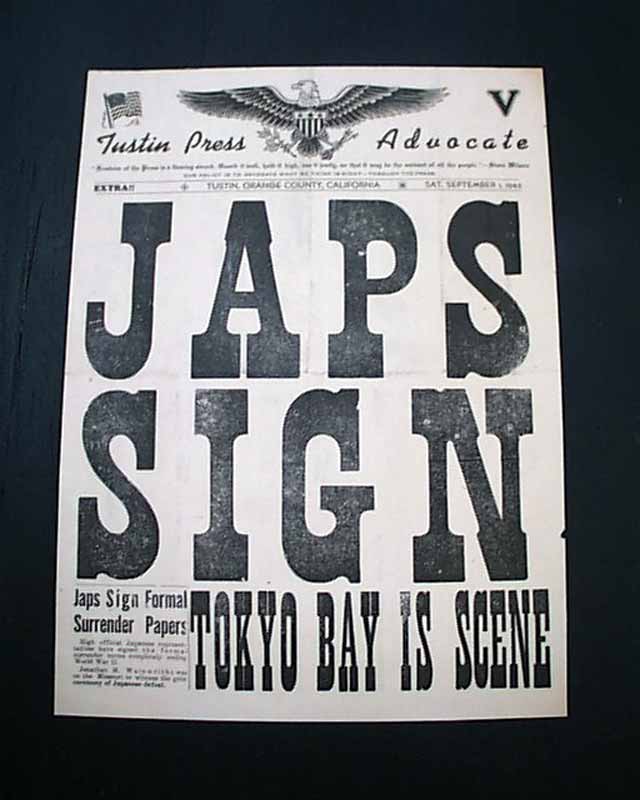 Small, broadside edition of the surrender of Japan, from a day before it happened...