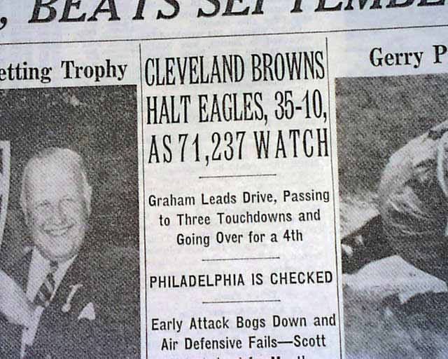 Upstart Browns defeat champs in 1950....