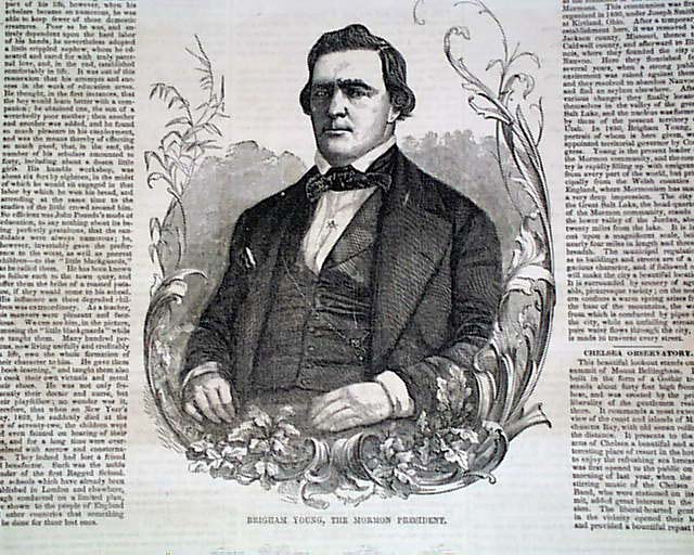 1854 Woodcut Of Brigham Young - Mormons... -