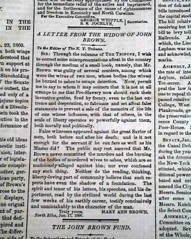 Letter from the widow of John Brown...