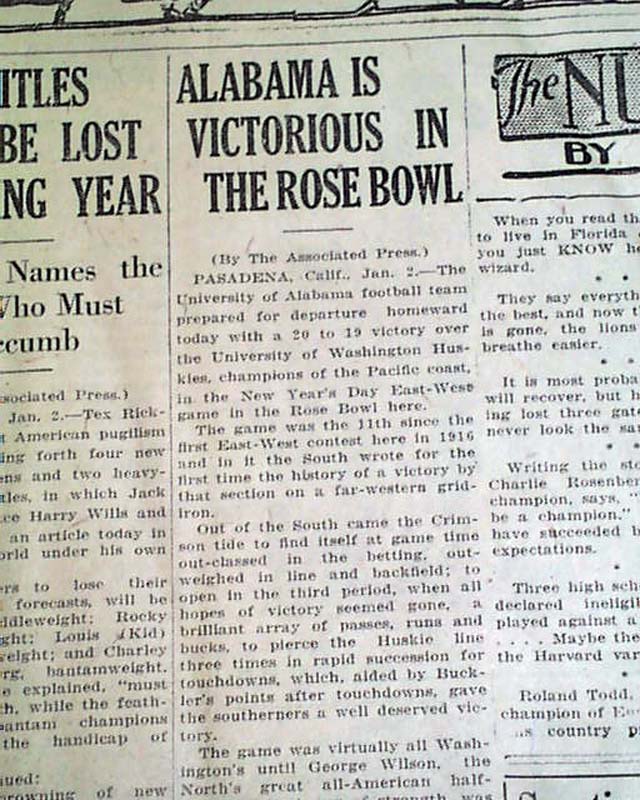 Alabama Rose Bowl in 1926...