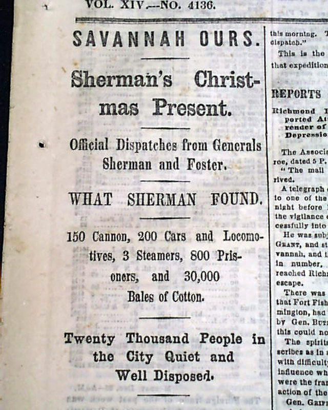 Sherman's "Christmas Present" to Abraham  Lincoln...