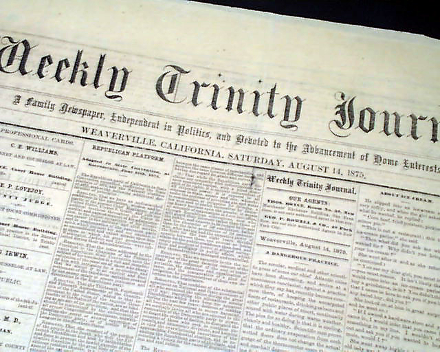 Uncommon title from this California gold rush town...   Printed on yellow paper...
