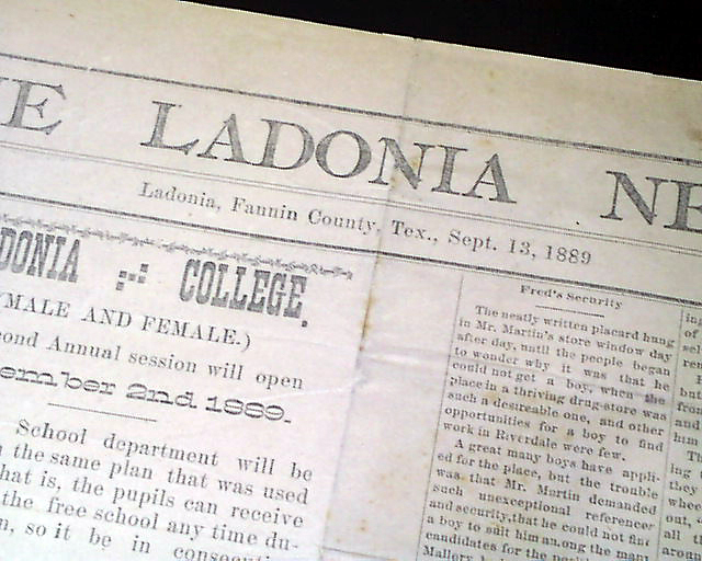 First issue we have offered of this small-town Texas newspaper...