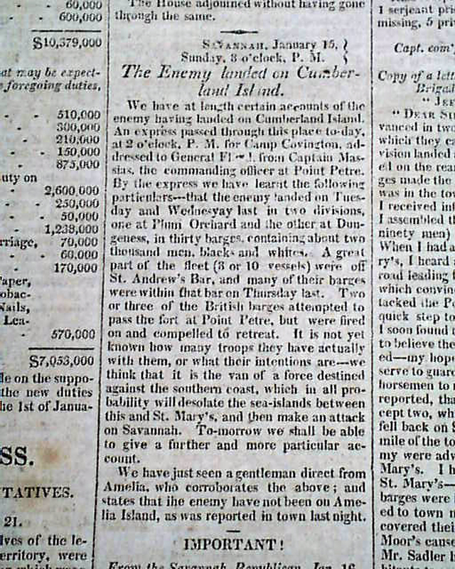 The War of 1812 in Georgia, after the war ended...   Just before the Battle of New Orleans...