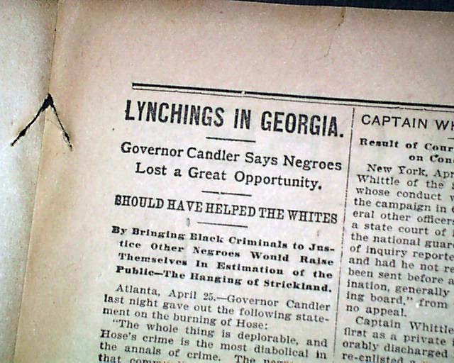 1899 Newnan, Georgia Negro lynching...  