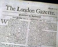 Genuine London Gazette newspaper from 1676...