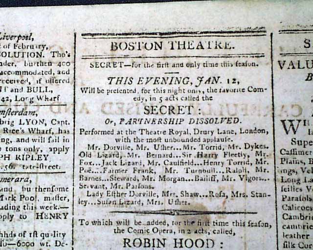 Edgar Allan Poe Parents Theatre Ad In 1806...
