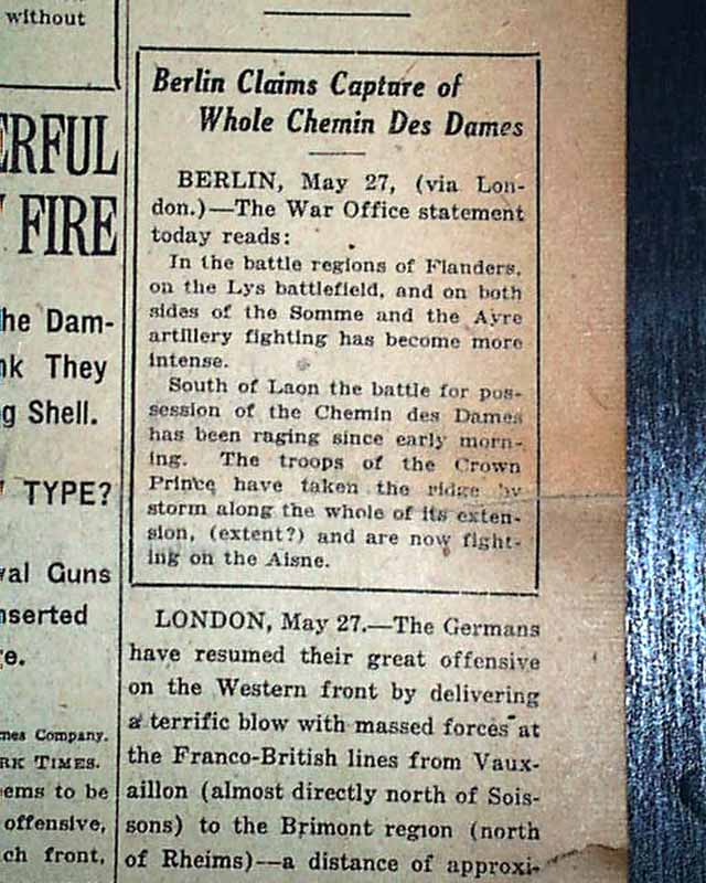 3rd battle of Aisne.. WWI... - RareNewspapers.com