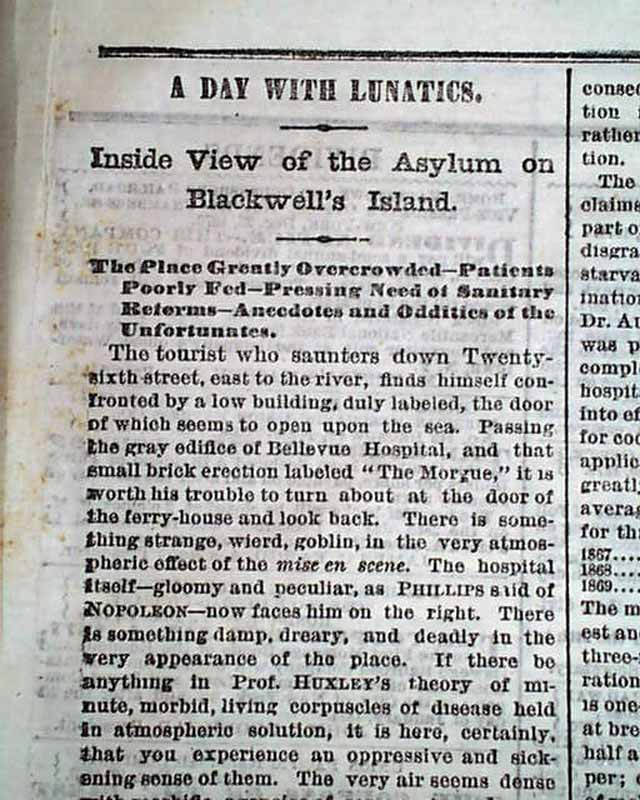 Blackwell's Island insane asylum... - RareNewspapers.com