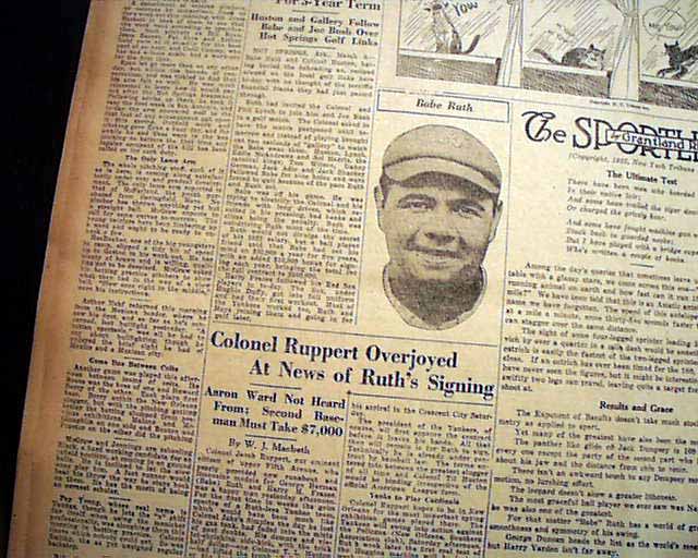 Babe Ruth signs New York Yankees contract... - RareNewspapers.com