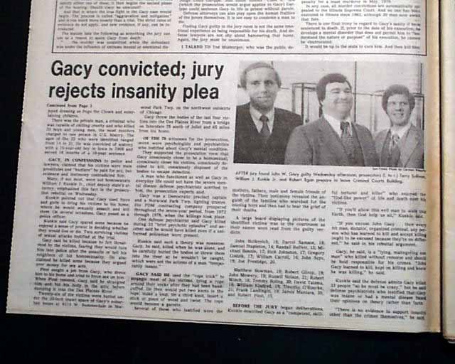 John Wayne Gacy Convicted... Serial Killer... - RareNewspapers.com