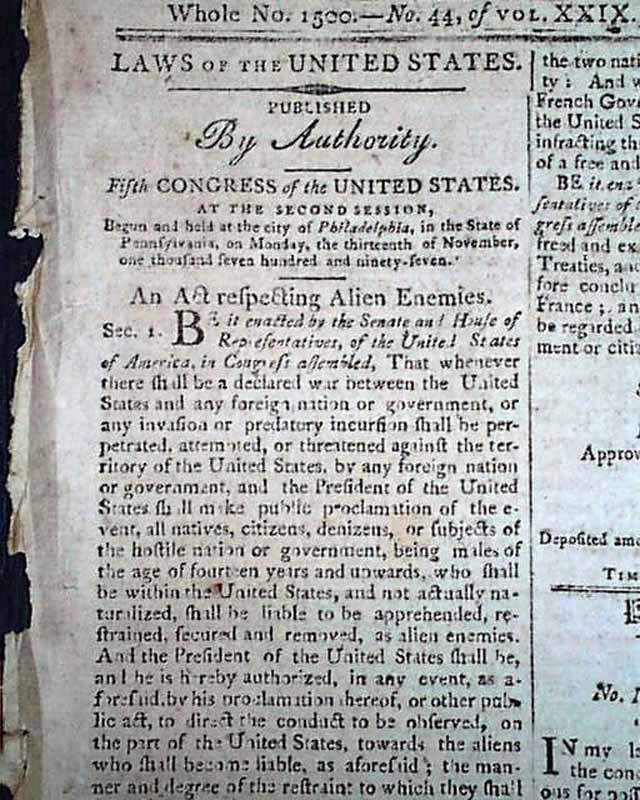 One Of The Alien Sedition Acts