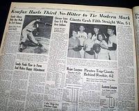1964 Sandy Koufax's 3rd no-hitter game...