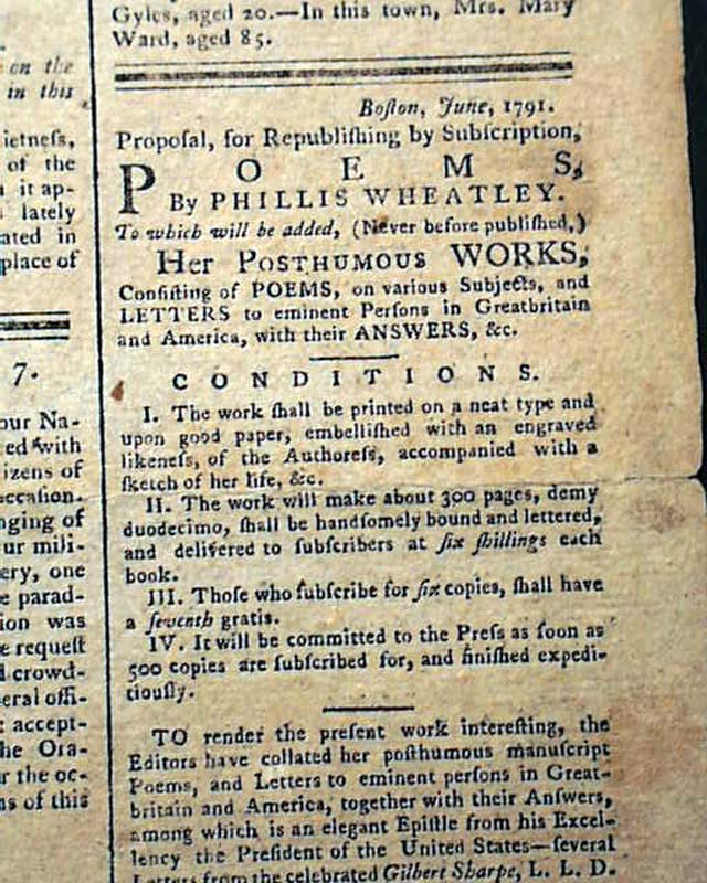 Poems by Phillis Wheatley... John Wesley's will...