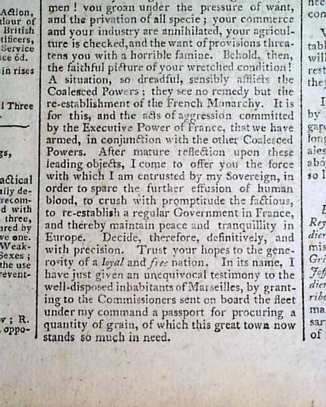 Admiral Hood and Toulon in a 1793 newspaper...