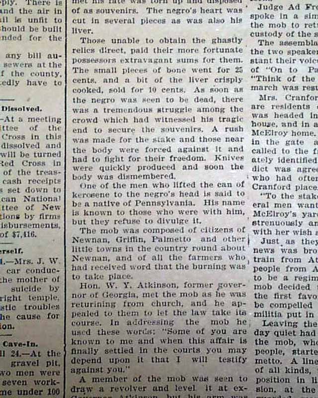 1899 Newnan, Georgia Negro lynching... - RareNewspapers.com