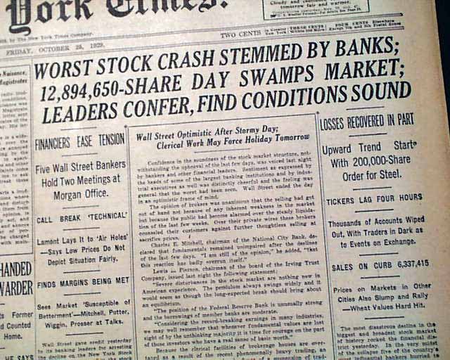 great depression stock market crash 1929