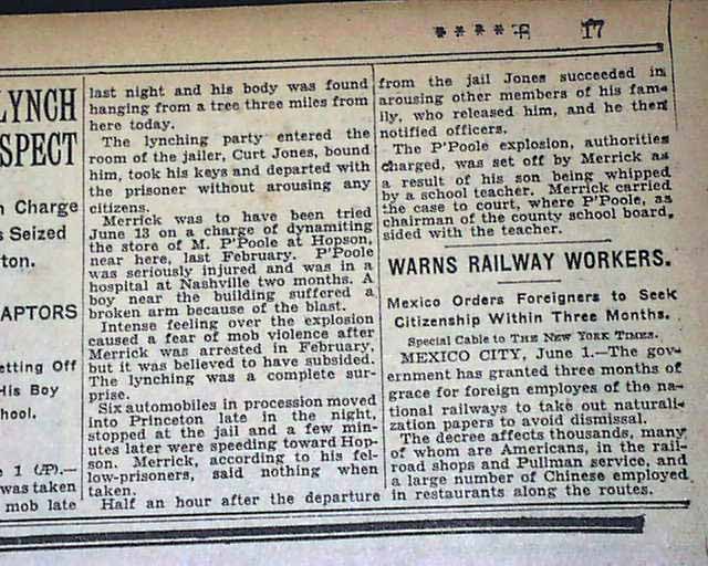 Princeton, Kentucky lynching...