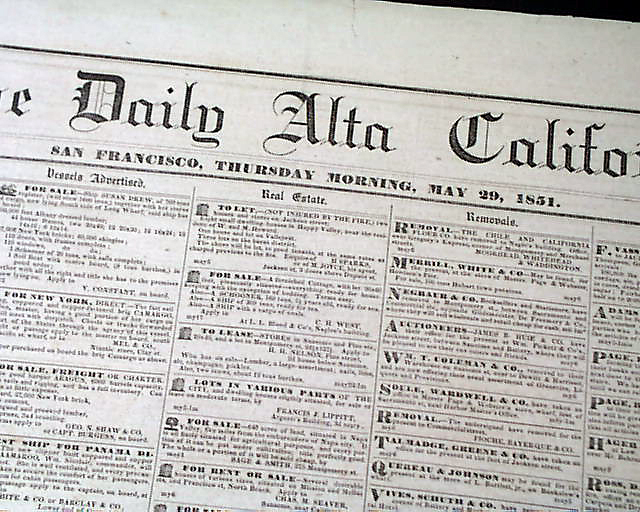 Lineage to California's first newspaper... From shortly after statehood...