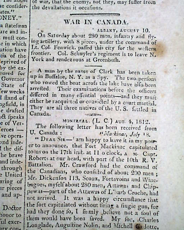 Brock's Proclamation concerning the "unprovoked declaration of war"...