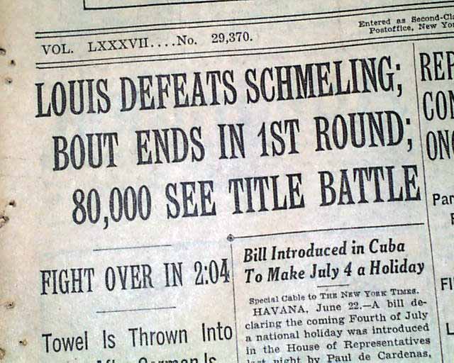 Joe Louis Wins in 1938...