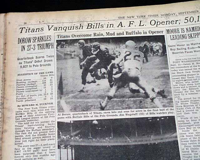 Buffalo Bills very 1st football game in 1960...