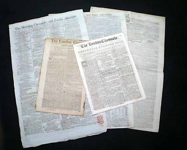 Five British newspapers from the 1760's - 1790's...
