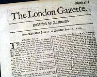 Genuine London Gazette newspaper from 1701...