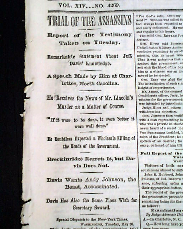 Trial of Abraham Lincoln's assassins...
