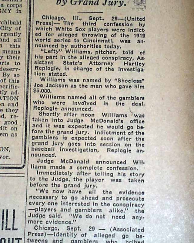 The "Black Sox" baseball scandal of 1919...