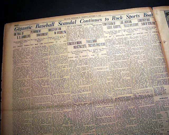 The "Black Sox" baseball scandal of 1919...