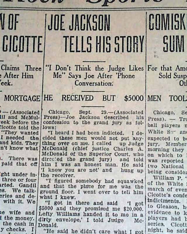 The "Black Sox" baseball scandal of 1919...