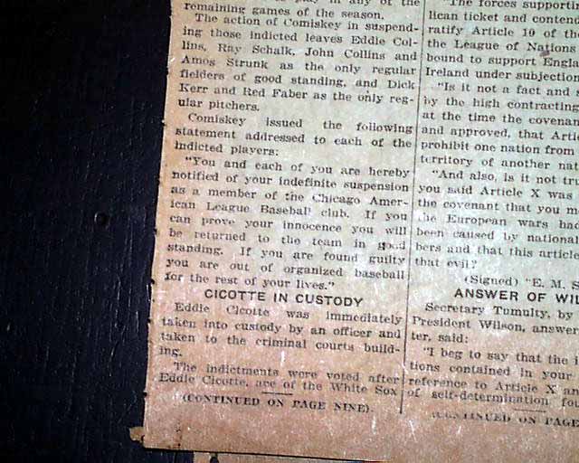 Library of Congress on X: Eight “Black Sox” found not guilty, but banned  from baseball after 1919 World Series scandal #otd #ChronAm    / X