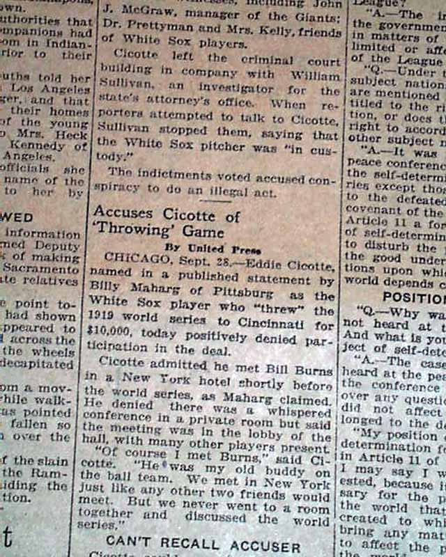 Library of Congress on X: Eight “Black Sox” found not guilty, but banned  from baseball after 1919 World Series scandal #otd #ChronAm    / X