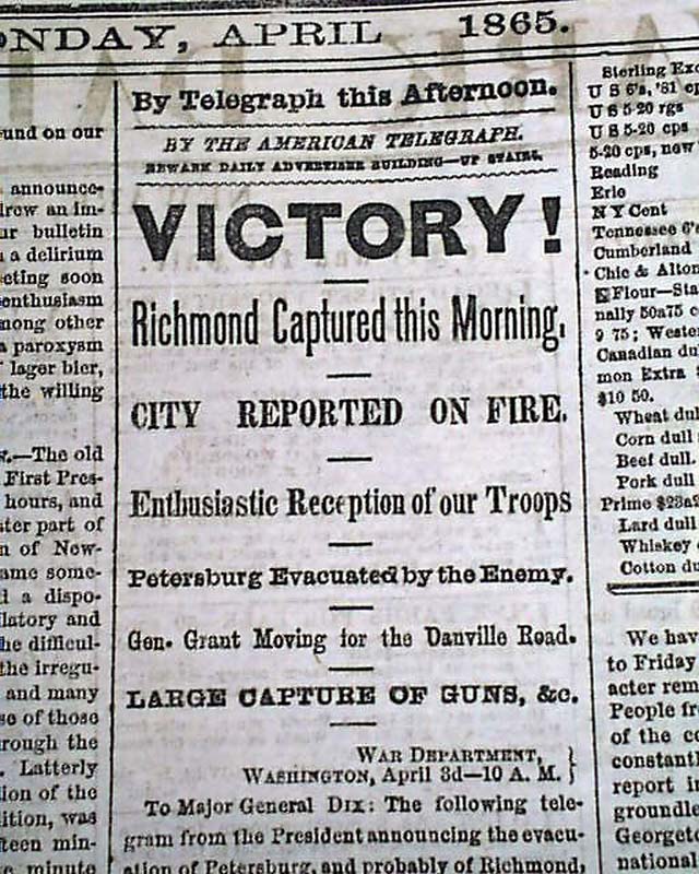 A nice same-day report on the fall of Richmond...