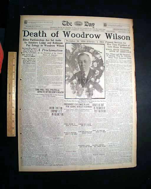 President Woodrow Wilson's Death... - RareNewspapers.com