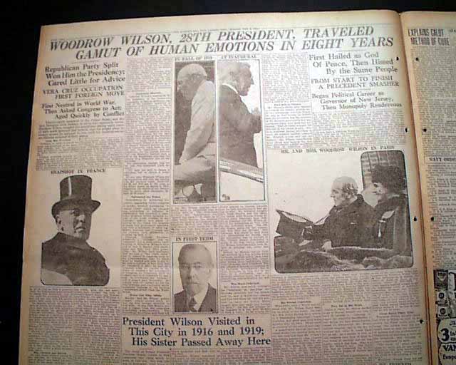 President Woodrow Wilson's Death... - RareNewspapers.com