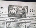 1773 masthead engraving by Paul Revere...   - Image 1