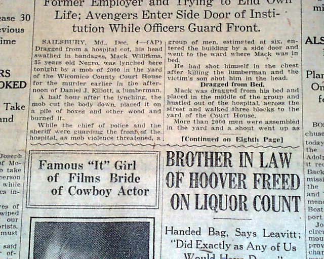 1931 Salisbury, Maryland Negro Lynching - Rarenewspapers.com