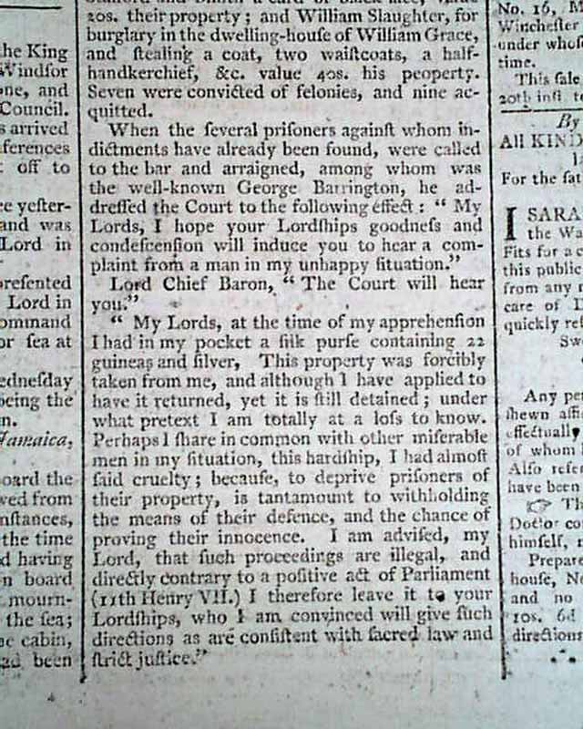 George Barrington's address to the court...