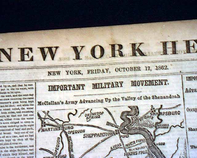 1862 Civil War Map Bunker Hill West Virginia.....
