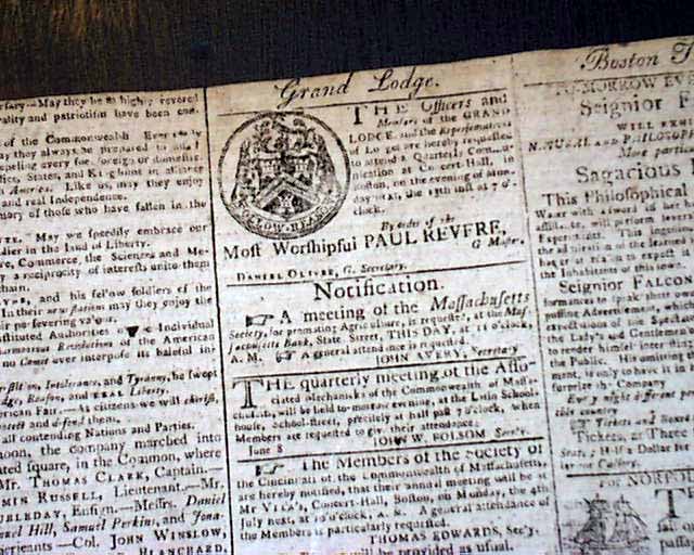 Washington script signature... Paul Revere...